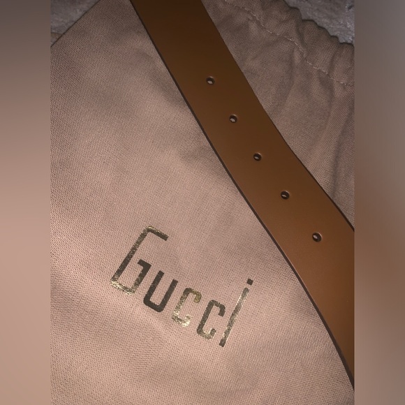 Mens Gucci Brown Leather Belt with interlocking G logo - Picture 3 of 4